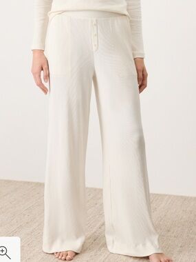 NWT Pact Organic Dream Rib Wide-Leg Lounge Pants Cream